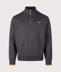 Regular Fit Quarter Zip Sweatshirt: 85C Anchor Grey/Golden 