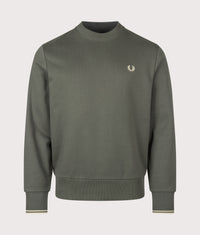 Regular Fit Crew Neck Sweatshirt: U98 Field Green/Oatmeal 