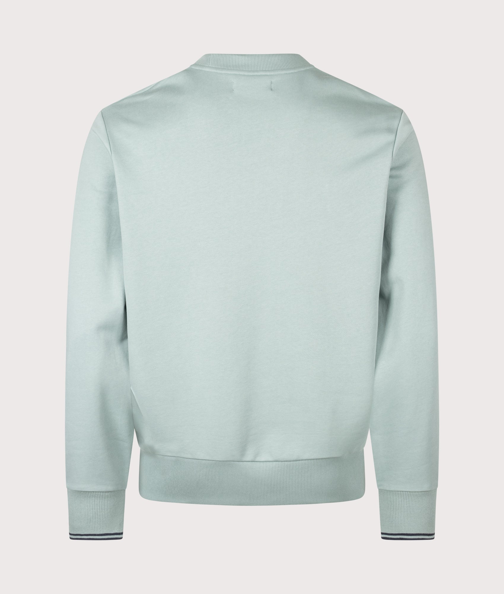 Fred Perry Regular Fit Crew Neck Sweatshirt in Silver Blue and Dark Airforce at EQVVS Menswear. Back shot.