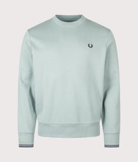 Regular Fit Crew Neck Sweatshirt: 71C Silver Blue/Dark Airforce/Dark Airforce 