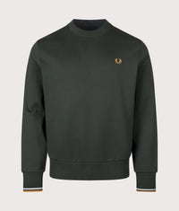 Regular Fit Crew Neck Sweatshirt: 78C Night Green/Dusky Blue/Dark Caramel 