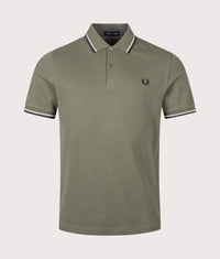 Regular Fit Twin Tipped Fred Perry Shirt: 49D Laurel Wreath Green/Slate/Navy 