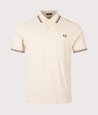 Regular Fit Twin Tipped Fred Perry Shirt: 43D Oatmeal/Bronze/Navy 