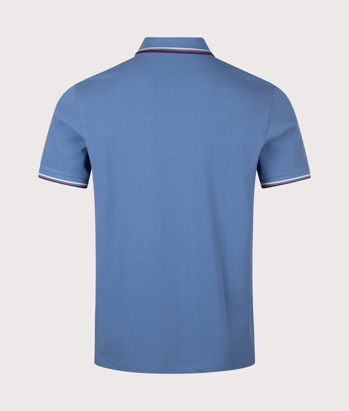 Fred Perry Twin Tipped Polo Shirt in Ace Blue, Slate and Plum at EQVVS Menswear. Back shot.