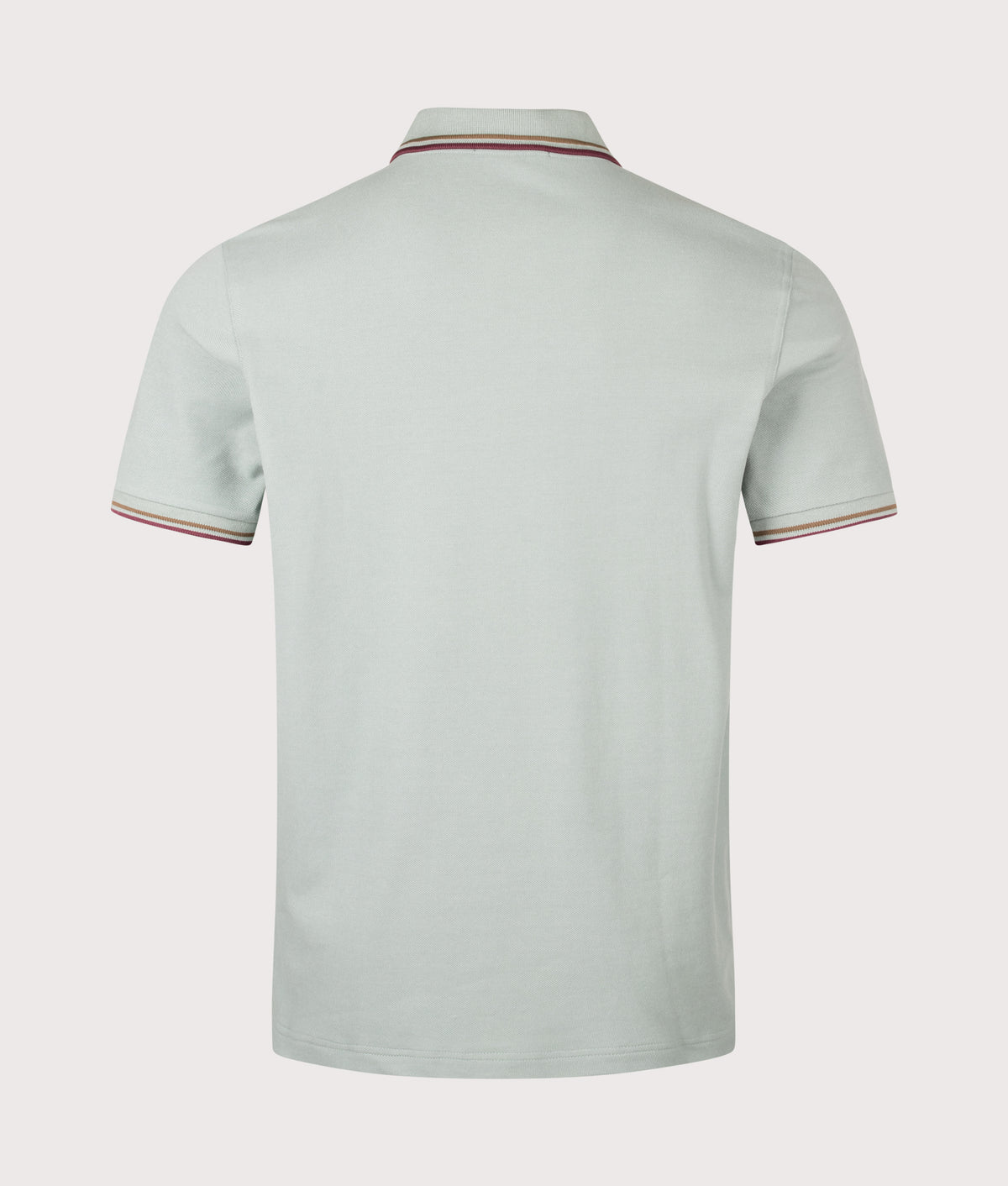 Fred Perry Twin Tipped Polo Shirt in Silver Blue, Bronze and Oxblood at EQVVS Menswear. Back shot.