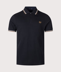 Regular Fit Twin Tipped Fred Perry Shirt: 59D Black/Snow White/Bronze 