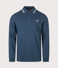Regular Fit Long Sleeve Twin Tipped Polo Shirt: 46D Mod Blue/Slate 