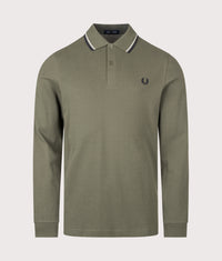 Regular Fit Long Sleeve Twin Tipped Polo Shirt: 49D Laurel Wreath Green/Slate/Navy 