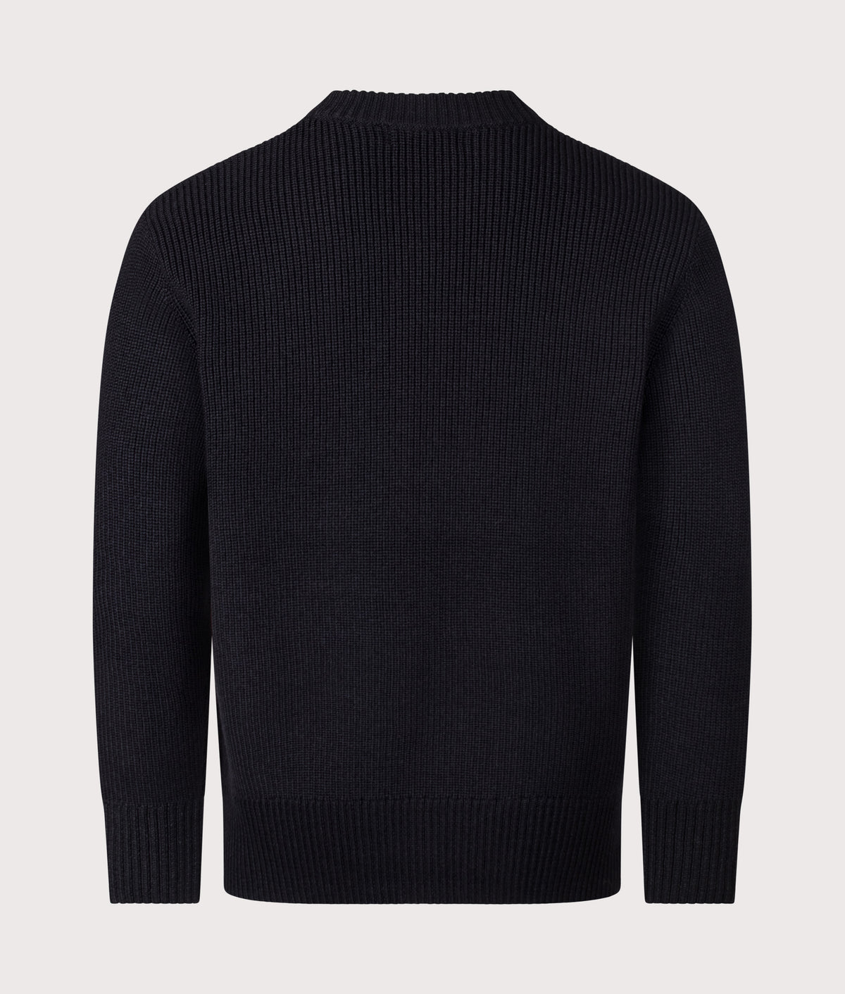 Fred Perry Regular Fit Fisherman Jumper in Black at EQVVS Menswear. Back shot.