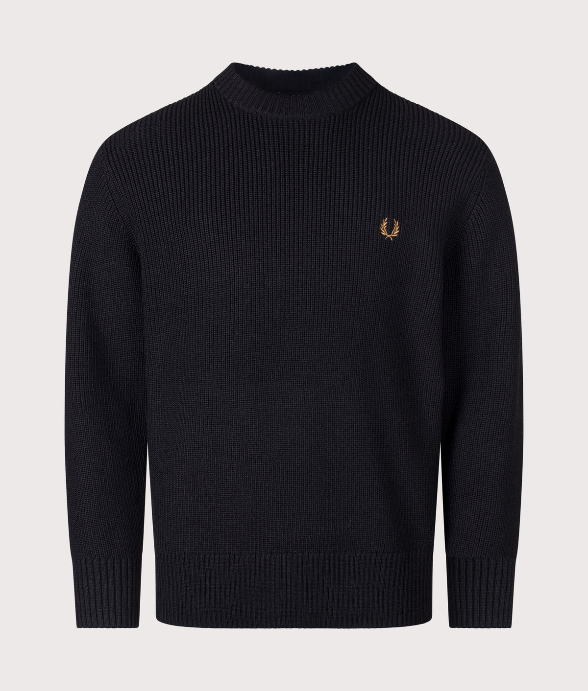 Fred Perry Regular Fit Fisherman Jumper in Black at EQVVS Menswear. Front shot.