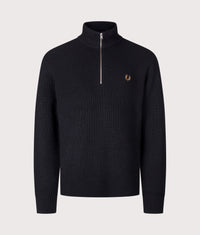 Regular Fit Fisherman Quarter Zip Jumper: 102 Black 