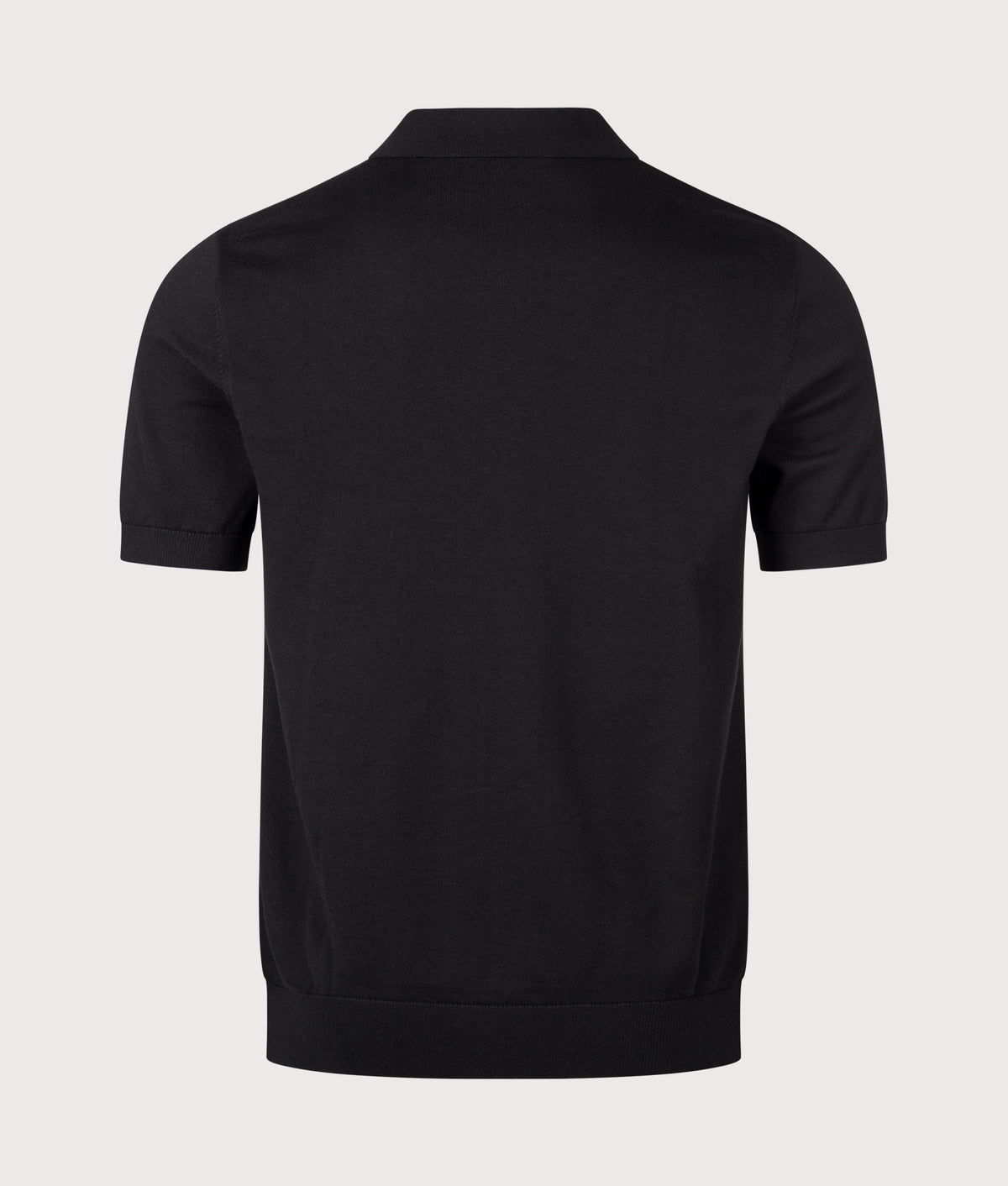 Fred Perry Regular Fit Offset Argyle Knitted Shirt in Black at EQVVS Menswear. Back shot.