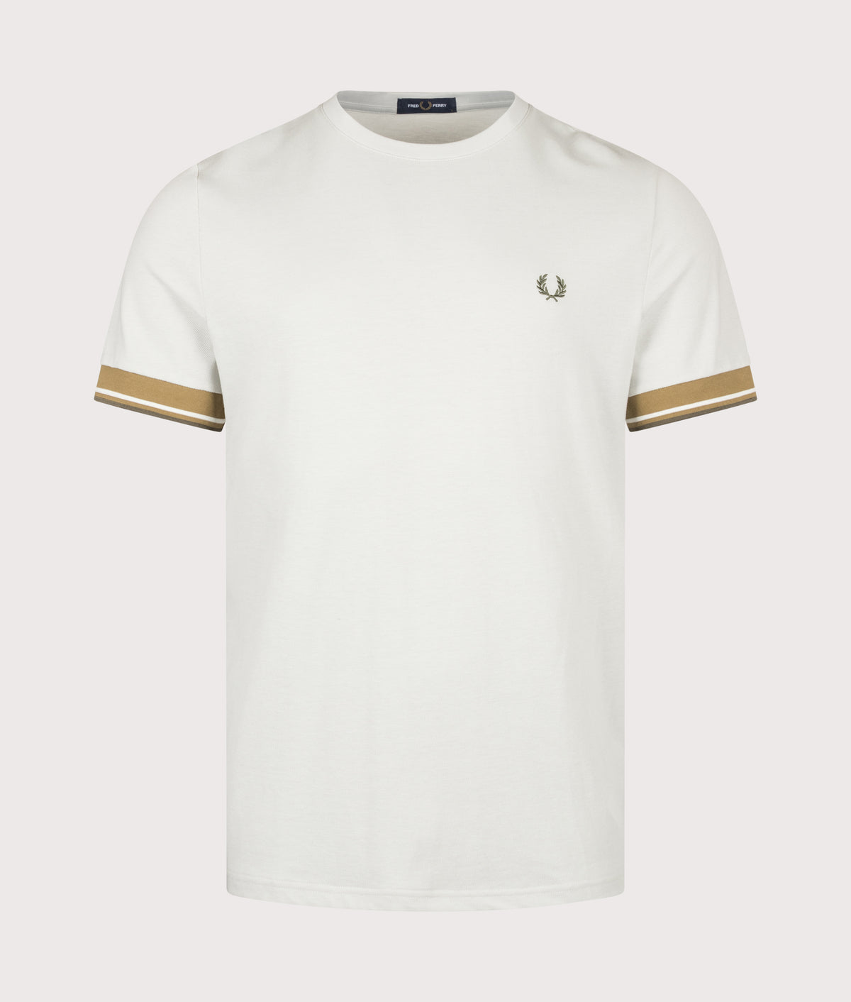 Fred Perry Regular Fit Twin Tipped Cuff T-Shirt in Slate at EQVVS Menswear. Front shot.