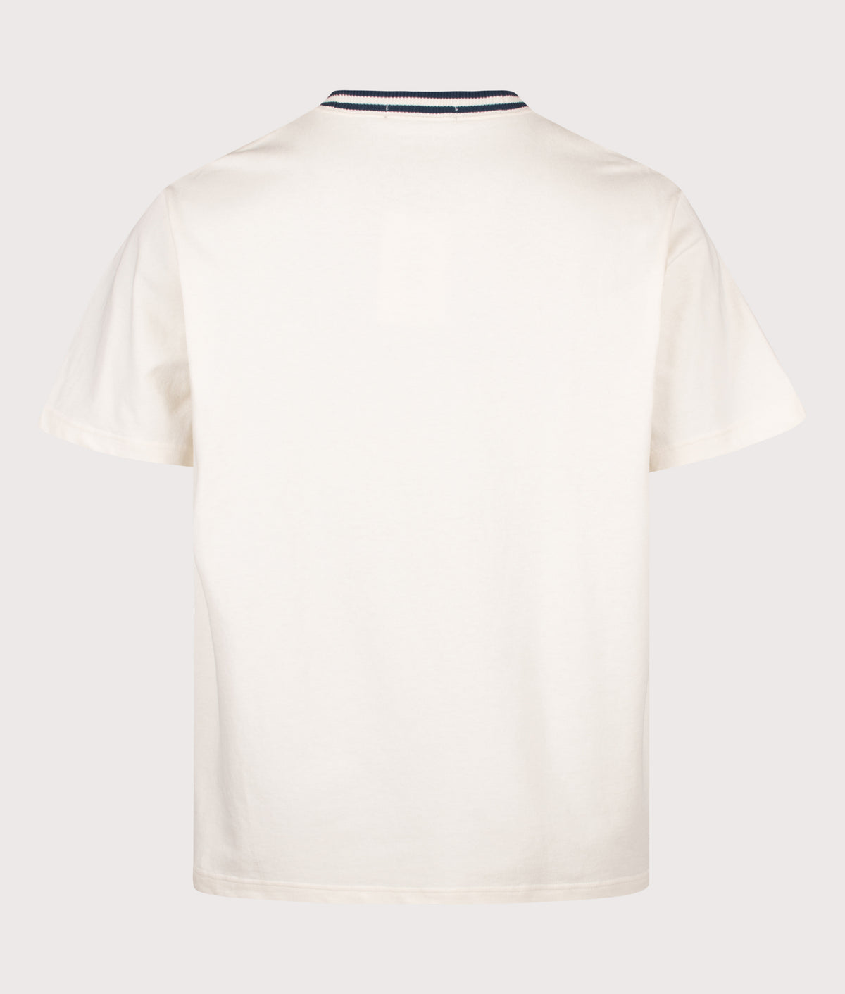 Fred Perry Relaxed Fit Laurel Wreath Patch T-Shirt in Ecru at EQVVS Menswear. Back shot.