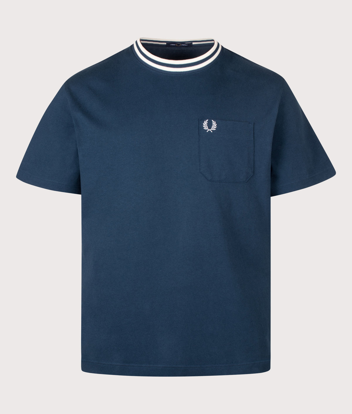 Fred Perry Relaxed Fit Bold Tipped T-Shirt  in Mod Blue at EQVVS Menswear. Front shot.