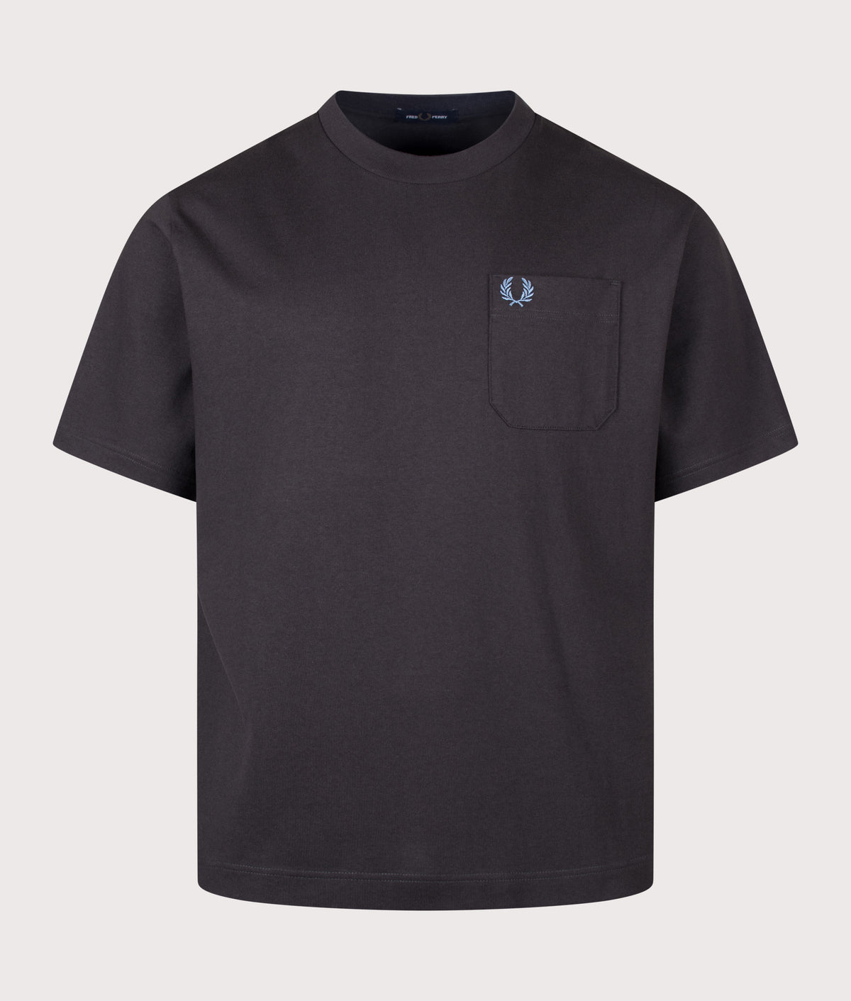 Fred Perry Relaxed Fit T-Shirt in Anchor Grey at EQVVS Menswear. Front shot.