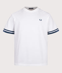 Relaxed Fit Tipped Cuff Piqué T-Shirt: 100 White 