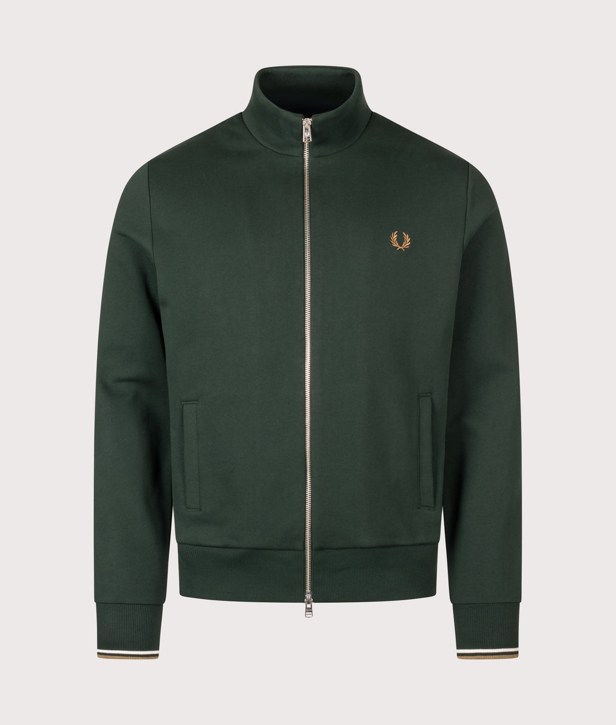 Fred Perry Regular Fit Track Top in Grassroots at EQVVS Menswear. Front shot.