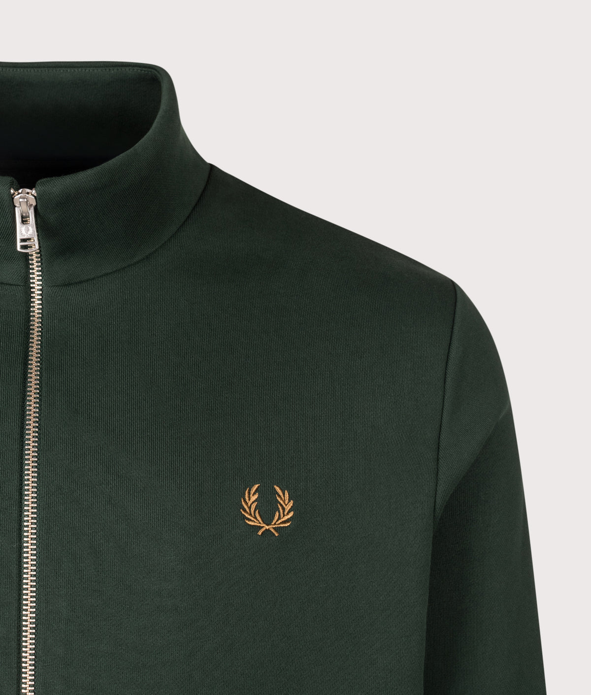 Fred Perry Regular Fit Track Top in Grassroots at EQVVS Menswear. Detail shot.