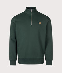 Regular Fit Quarter Zip Sweatshirt: 50D Grassroots/Ecru/Bronze 