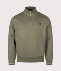 Regular Fit Quarter Zip Sweatshirt: 49D Laurel Wreath Green/Slate/Navy 