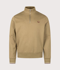 Regular Fit Quarter Zip Sweatshirt: 51D Bronze/Ecru/Oxblood 