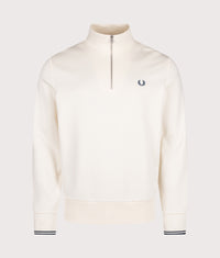Regular Fit Quarter Zip Sweatshirt: 79D Ecru/Mod Blue/Mod Blue 
