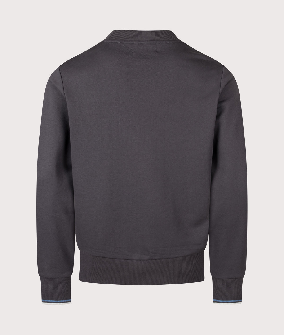 Fred Perry Regular Fit Crew Neck Sweatshirt in Anchor Grey, Ace Blue and Slate at EQVVS Menswear. Back shot.