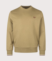 Regular Fit Crew Neck Sweatshirt: 51D Bronze/Ecru/Oxblood 