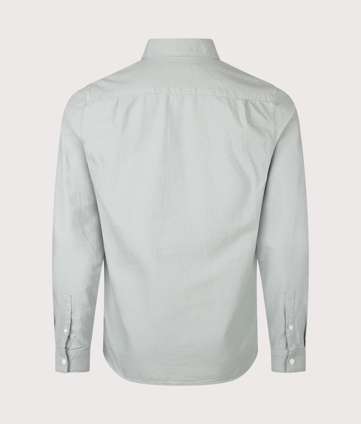 Fred Perry essential Regular Fit Oxford Shirt in Silver Blue at EQVVS Menswear. Back shot.
