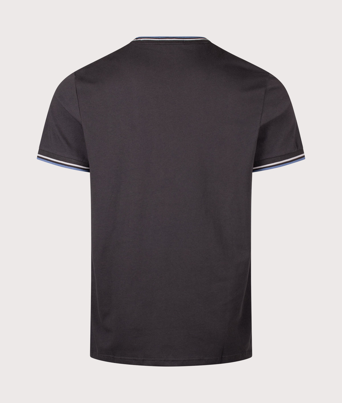 Fred Perry Twin Tipped T-Shirt in Anchor Grey, Ace Blue and Slate at EQVVS Menswear. Back shot.