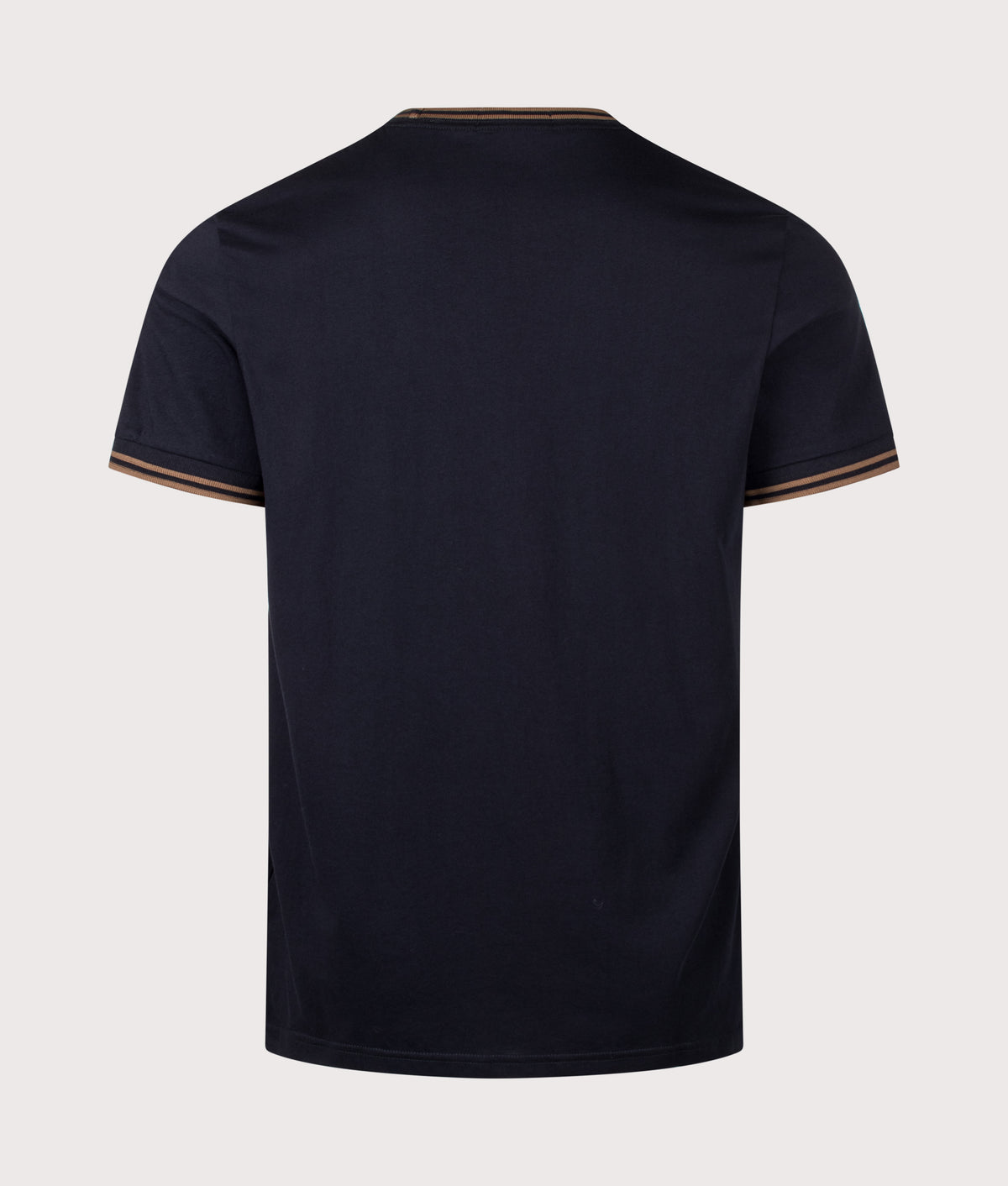 Fred Perry Twin Tipped T-Shirt in Navy and Bronze at EQVVS Menswear. Back shot.