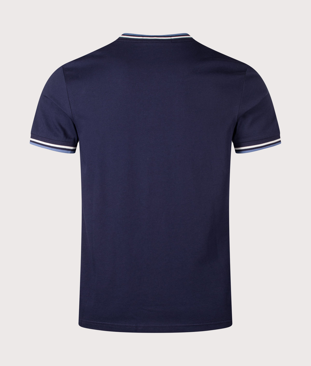 Fred Perry Twin Tipped T-Shirt in Twilight Navy, Ecru and Ace Blue at EQVVS Menswear. Back shot.