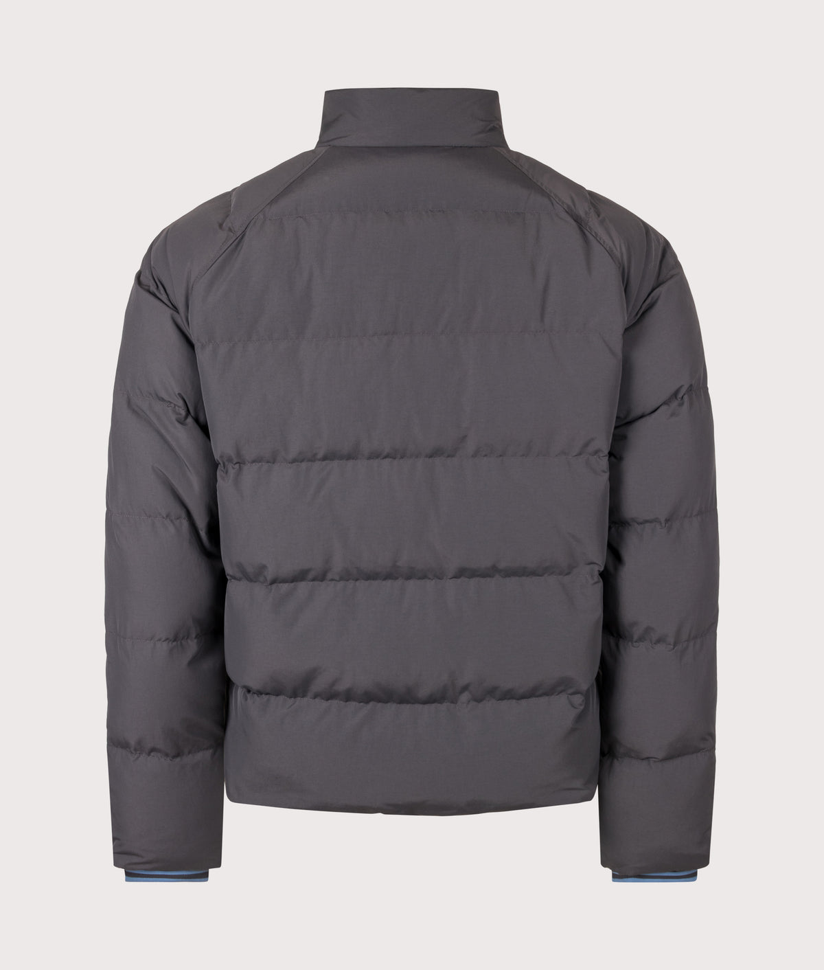 Fred Perry Regular Fit Raglan Sleeve Padded Jacket in Anchor grey at EQVVS Menswear. Back shot.