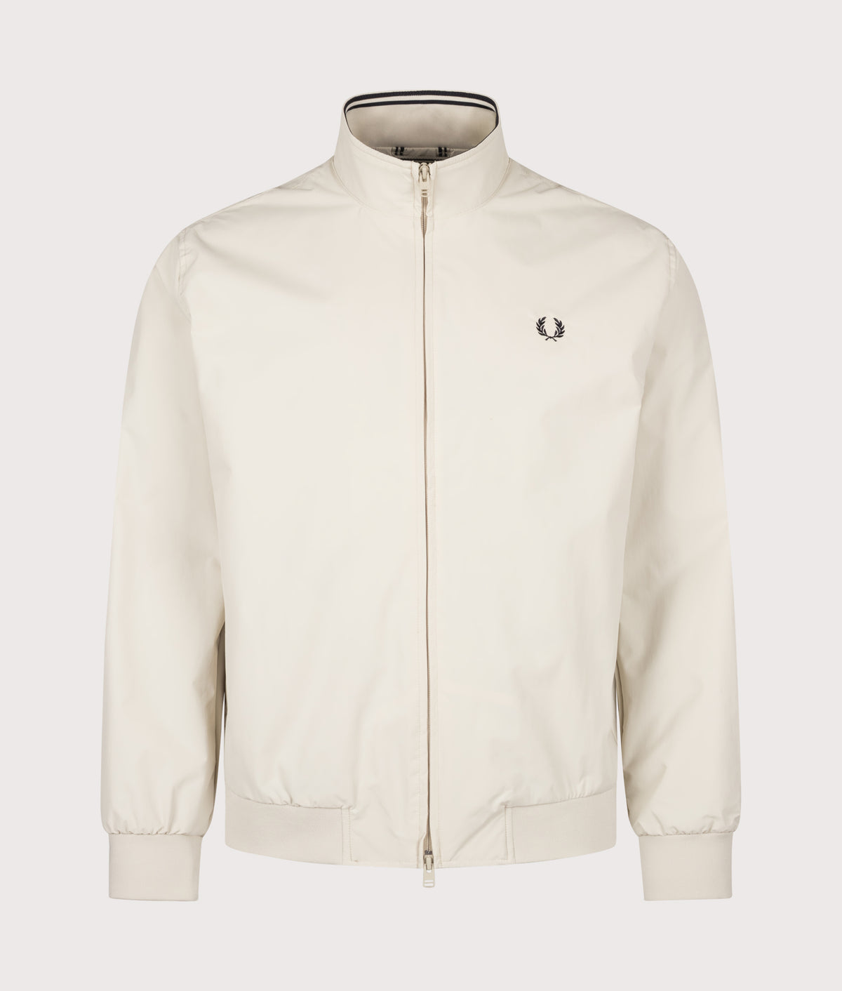 Fred Perry Regular Fit Brentham Jacket in Oatmeal at EQVVS Menswear. Front shot.