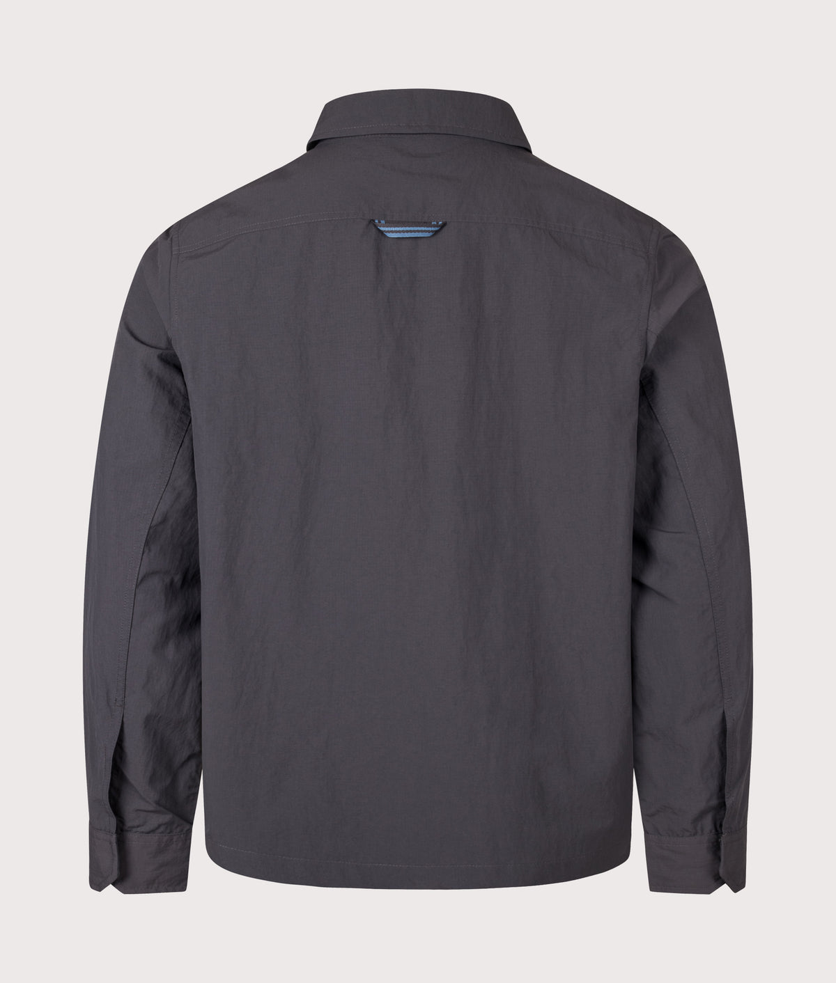 Fred Perry Ripstop Pocket Overshirt in Anchor Grey at EQVVS Menswear. Back shot.