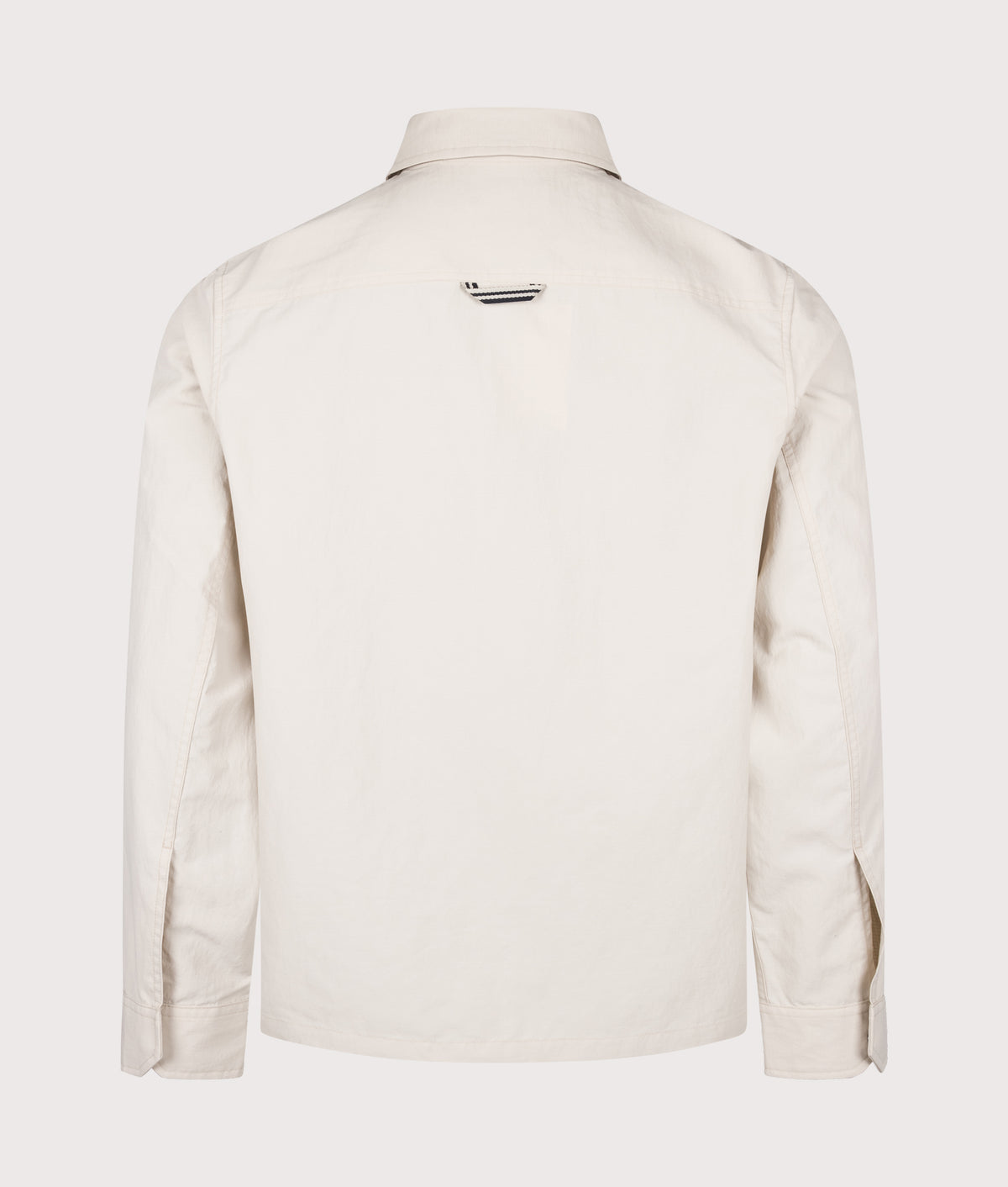 Fred Perry Ripstop Pocket Overshirt in Oatmeal at EQVVS Menswear. Back shot.
