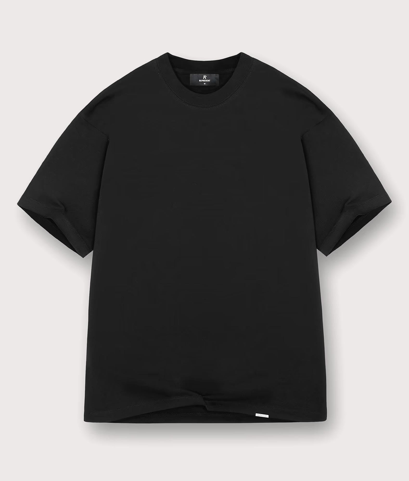 Oversized Initial T-Shirt by Represent in Black. Shot by EQVVS. Front shot.