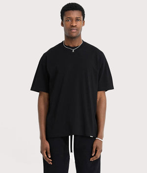 Oversized Initial T-Shirt by Represent in Black. Shot by EQVVS. Front model shot.