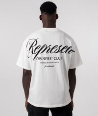 Represent Owners Club Script T-Shirt: 072 Flat White 
