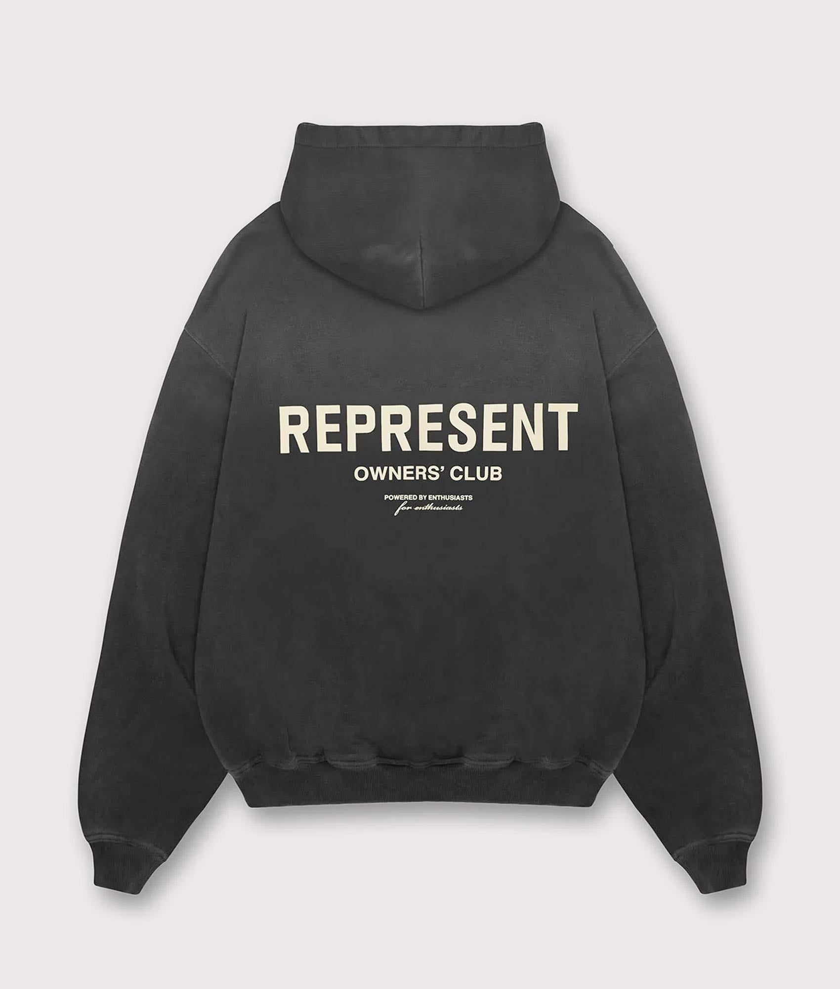 Represent Owners Club Hoodie. Shot by EQVVS. Back Print Shot.