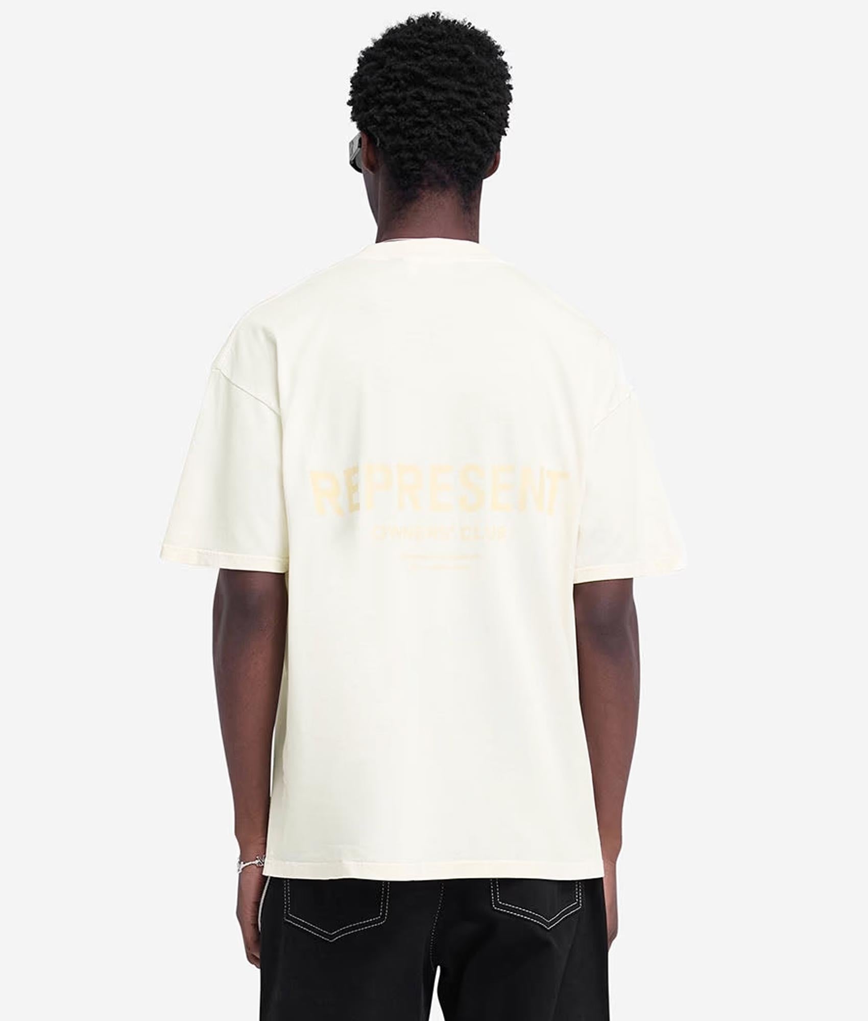 Represent Owners Club T-Shirt. Shot by EQVVS. Back Print Model Shot.