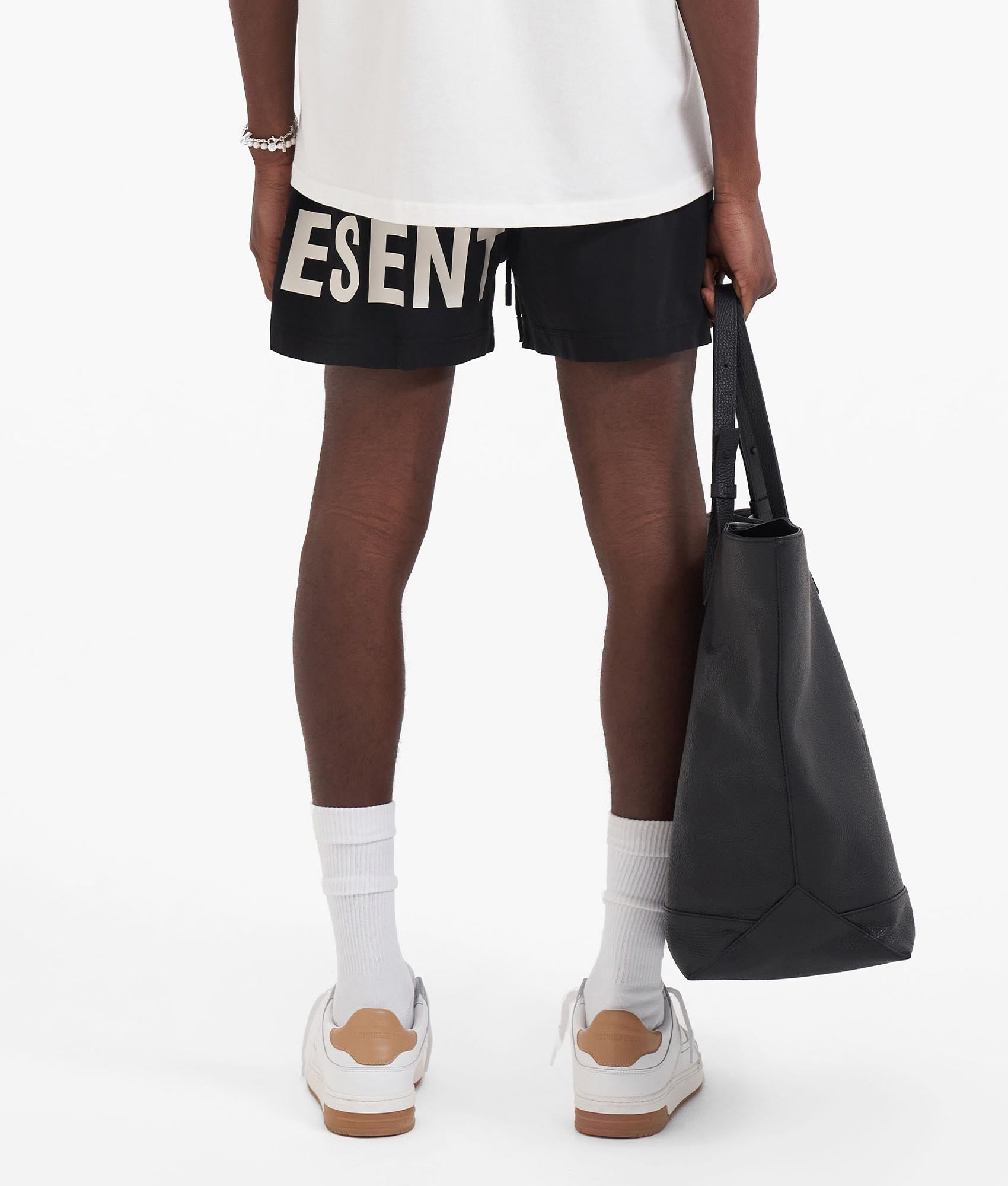 Polo Ralph Lauren Represent Swim Shorts in Black. Shot at EQVVS. Back shot 