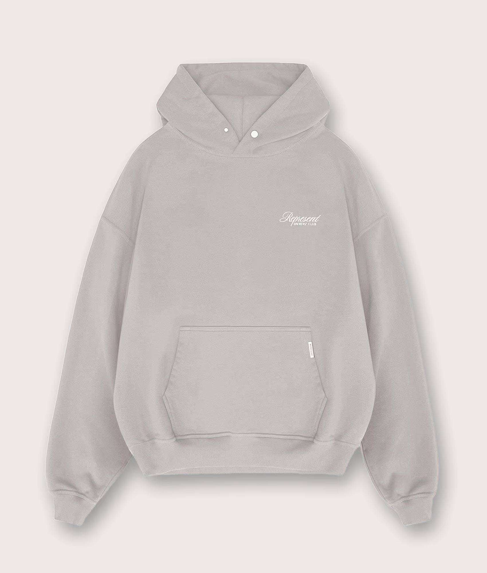 Represent Owners Club Script Hoodie. Shot by EQVVS. Front Shot.
