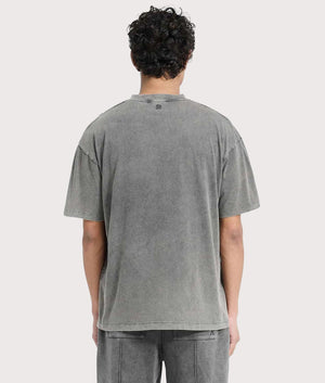 Initial Oversized T-Shirt by Represent in Vintage Grey. Shot by EQQVS. Back model shot.