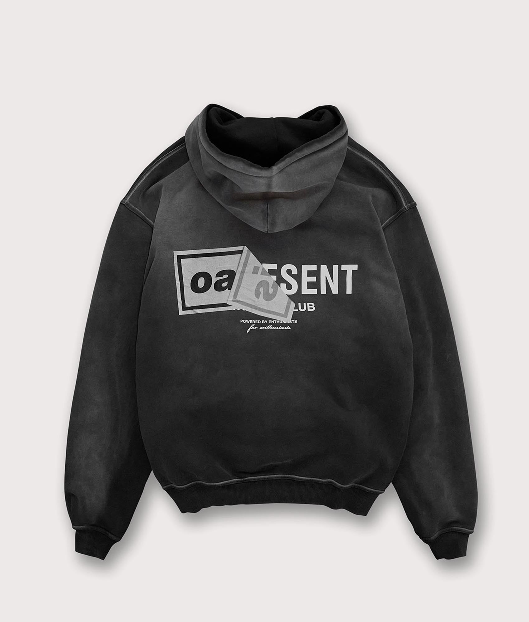Oasis Owners Club Hoodie. Shot by EQVVS. Back Shot.