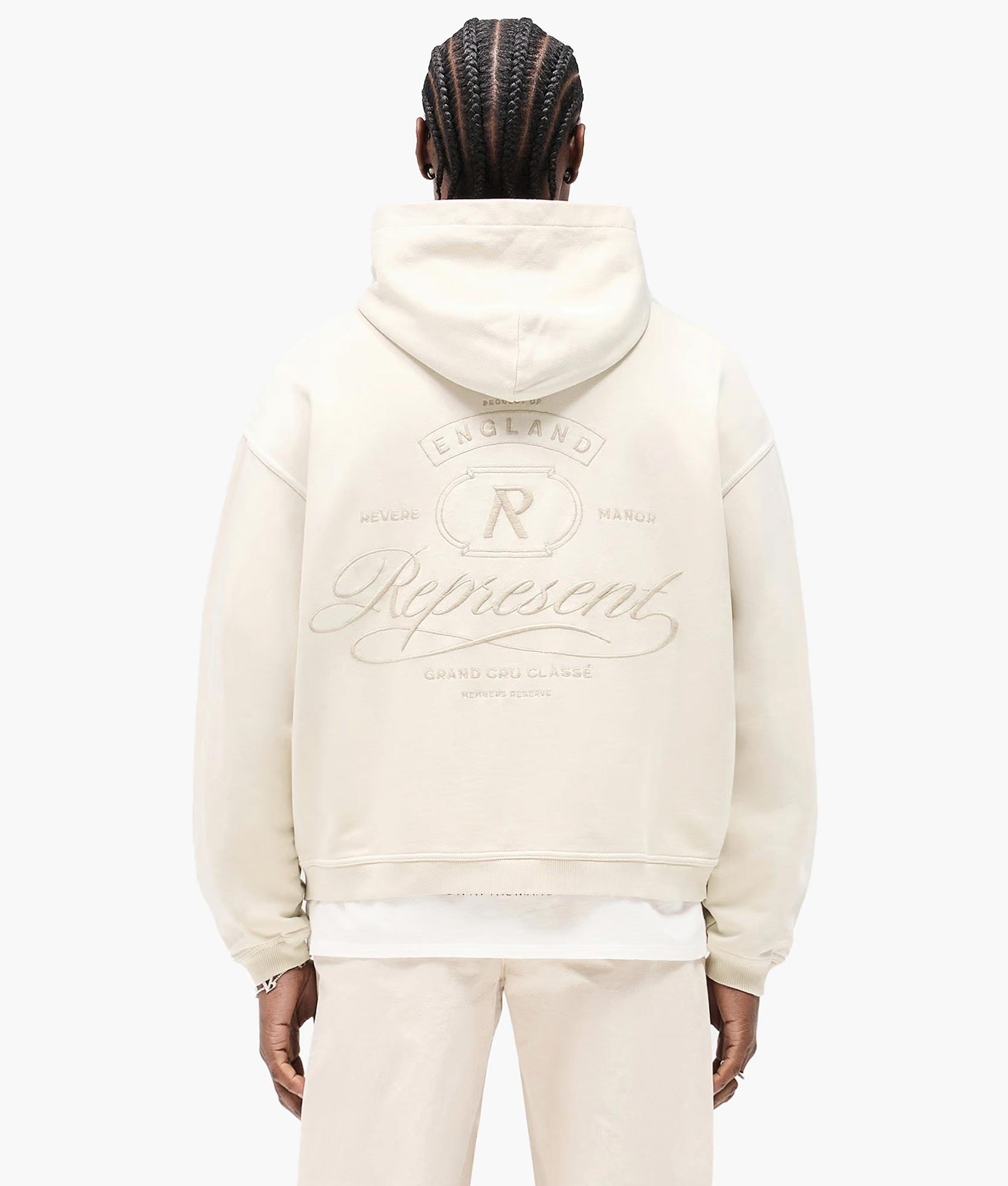 Grand Vintage Hoodie. Shot by EQVVS. Back Print Model Shot.