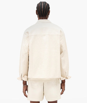 Textured Long Sleeve Shirt. Shot by EQVVS. Back Model Shot.