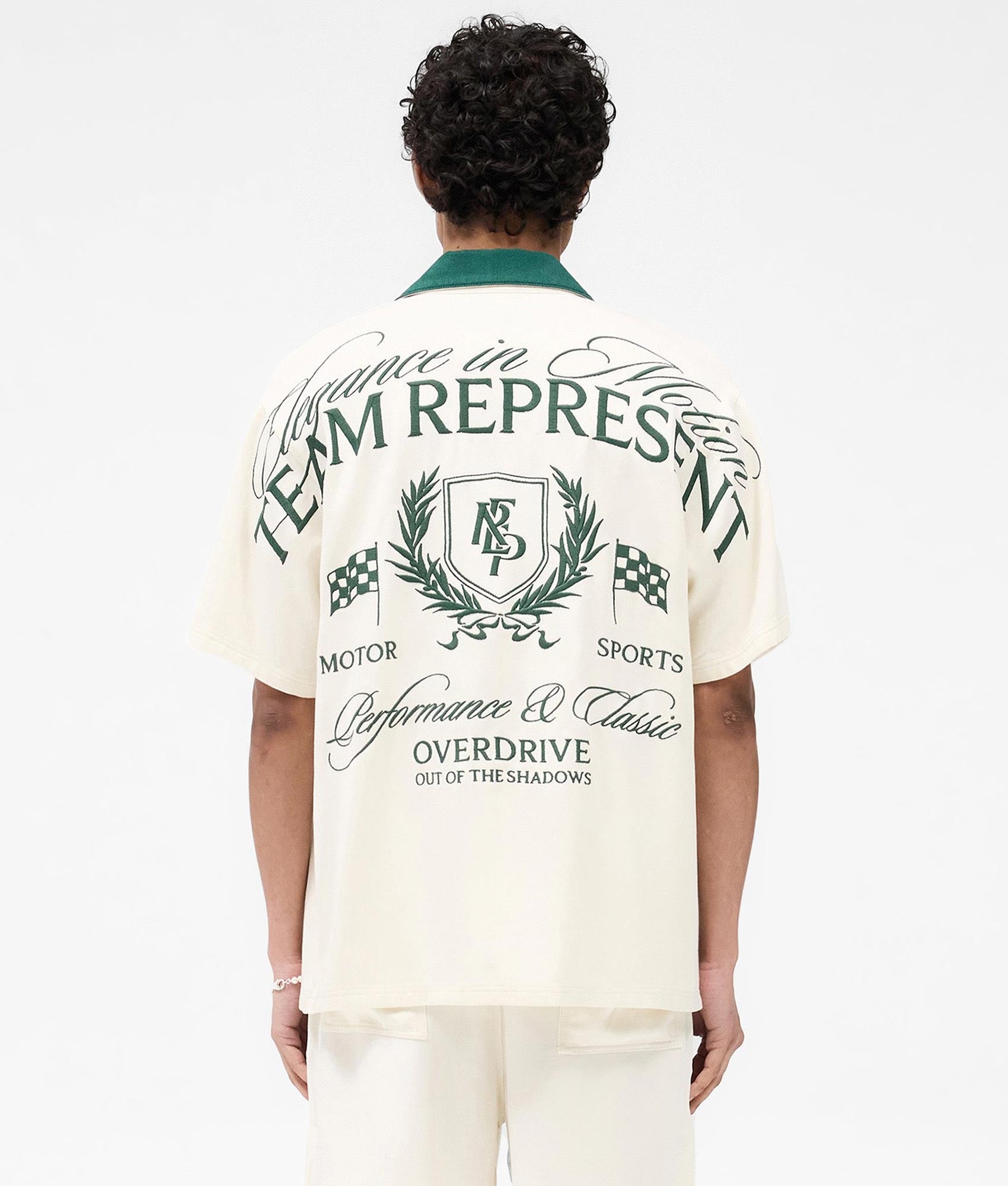 Oversized Represent Crest Shirt. Shot by EQVVS. Back Model Shot