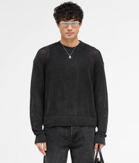 Oversized Fit Open Gauge Knit Jumper: 01 Jet Black 